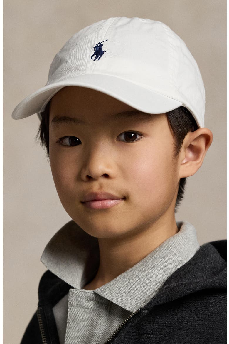 Kids' Adjustable Cotton Chino Baseball Cap, Alternate, color, WHITE