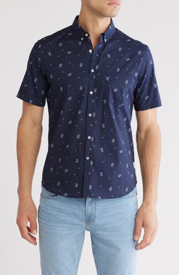 Public Art Short Sleeve Button-down Shirt In Navy