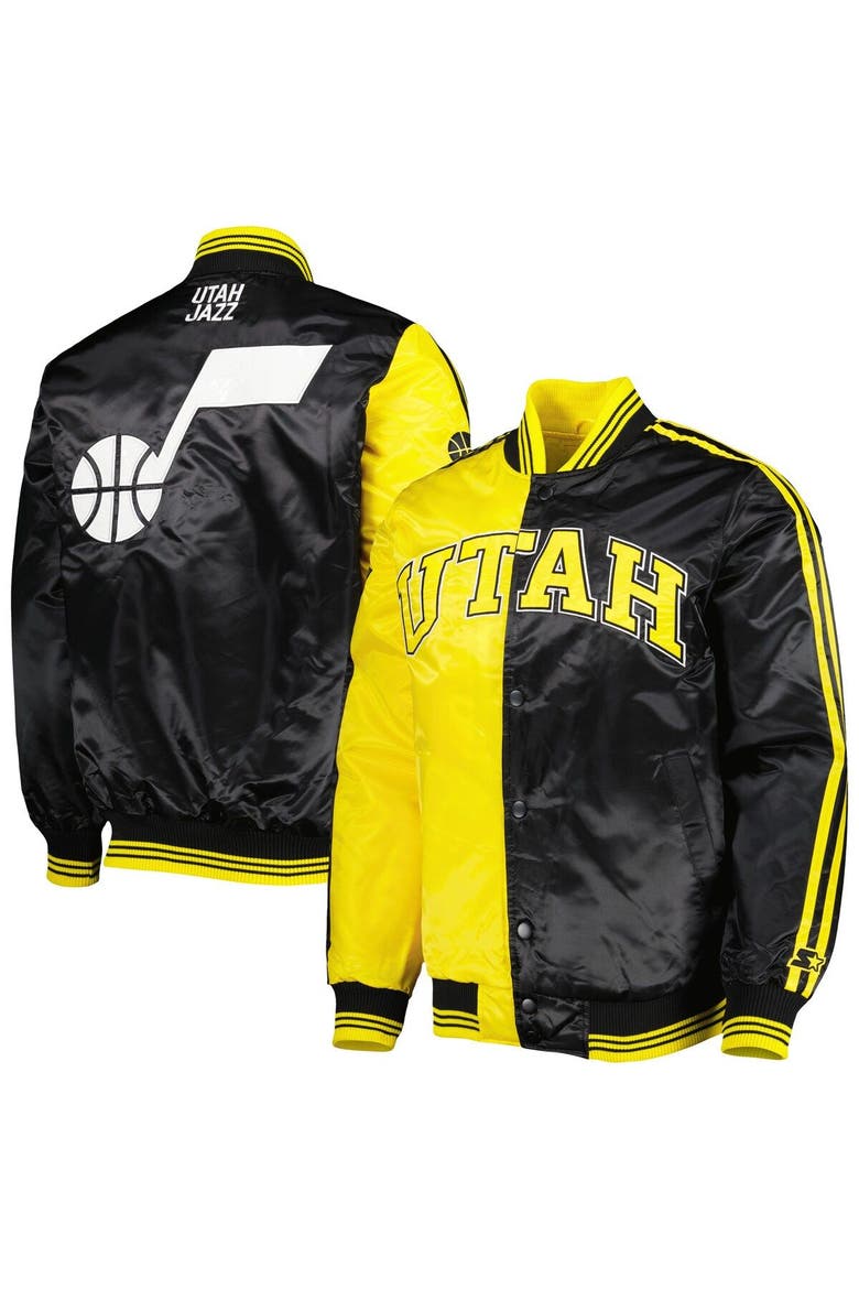 Men's Starter Gold/Black Utah Jazz Fast Break Satin Full-Snap Jacket, Main, color, Gold