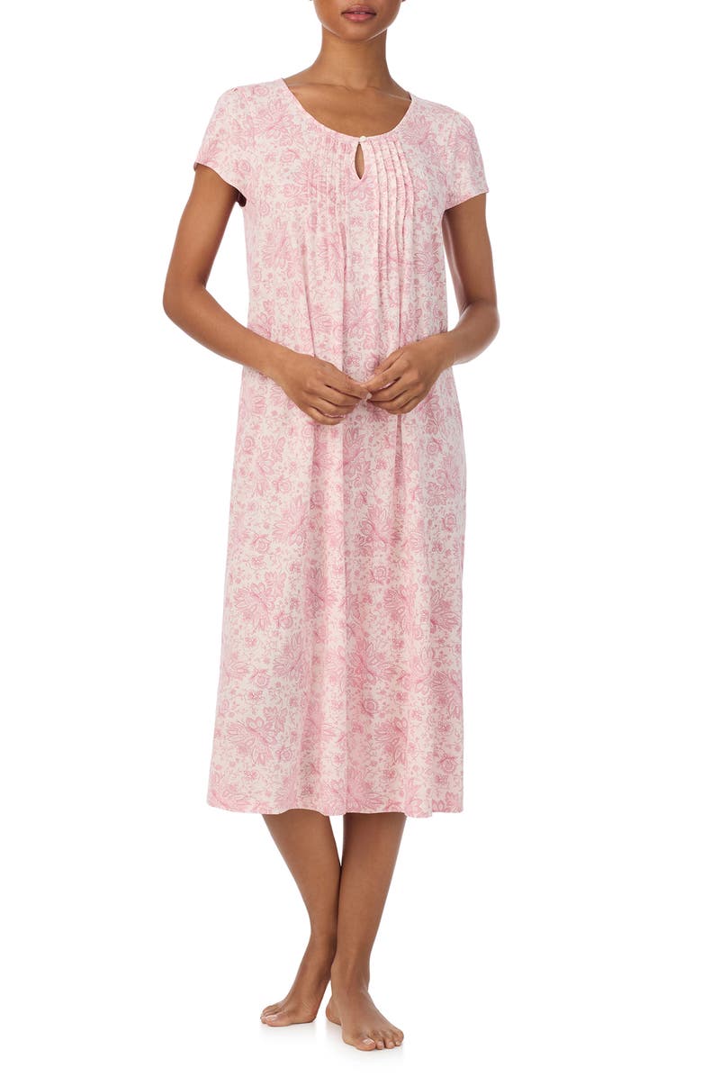 Lauren Ralph Lauren Pintuck Short Sleeve Nightgown, Main, color,