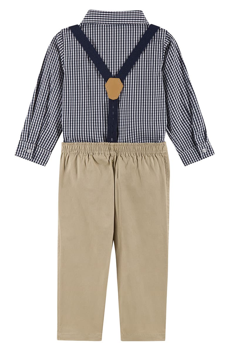 Andy & Evan Button-Up Shirt, Suspenders, Pants & Bow Tie Set, Alternate, color, Navy