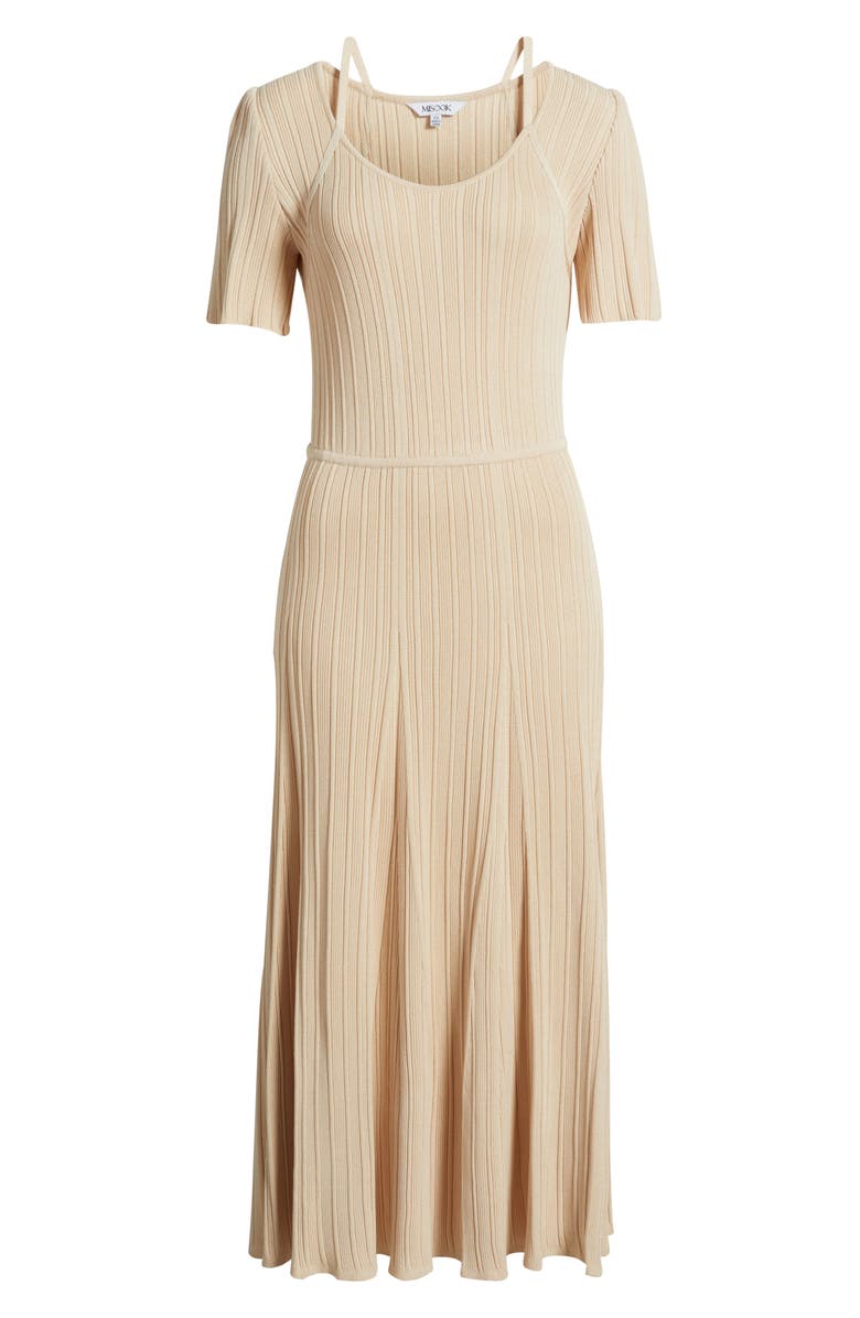 Misook Rib Midi Sweater Dress, Alternate, color, Biscotti
