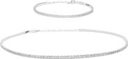 Bearfruit Jewelry Sterling Silver 18k Gold Plated Cherie Tennis Necklace & Bracelet Set Dainty Duo
