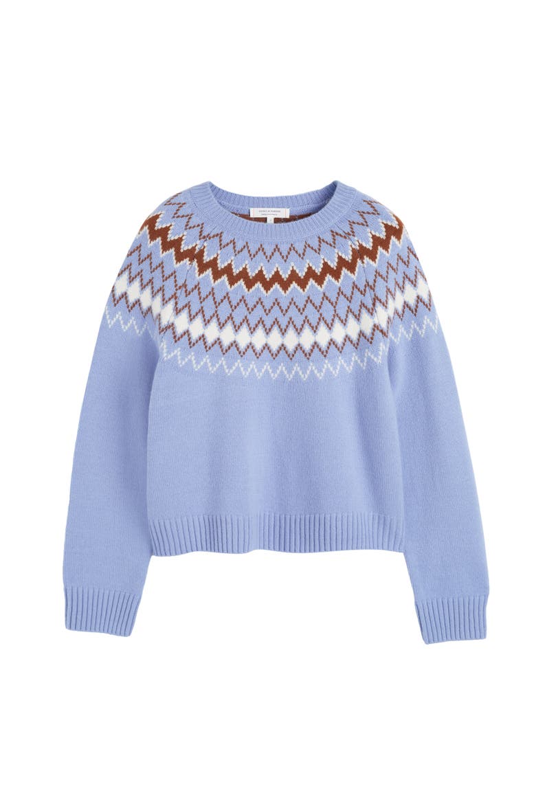 Wool-Cashmere Fair Isle Sweater, Alternate, color, Baby Blue