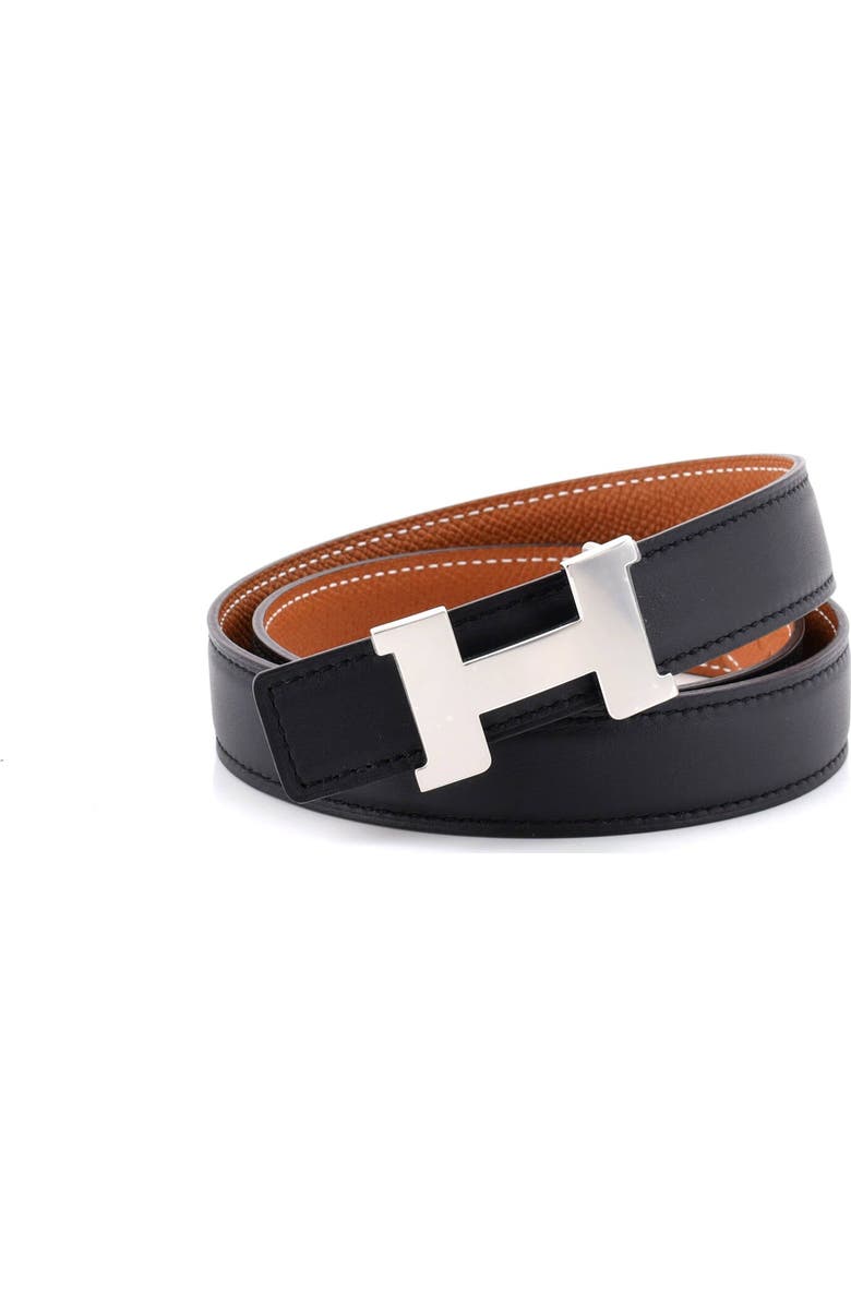 Pre-Owned Hermes Constance Reversible Belt Leather Thin, Main, color, Black