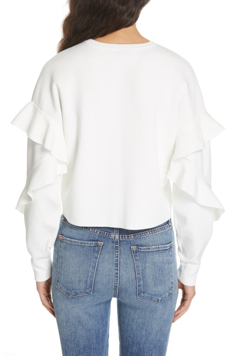 Ruffle Sleeve Sweater, Alternate, color, WHITE