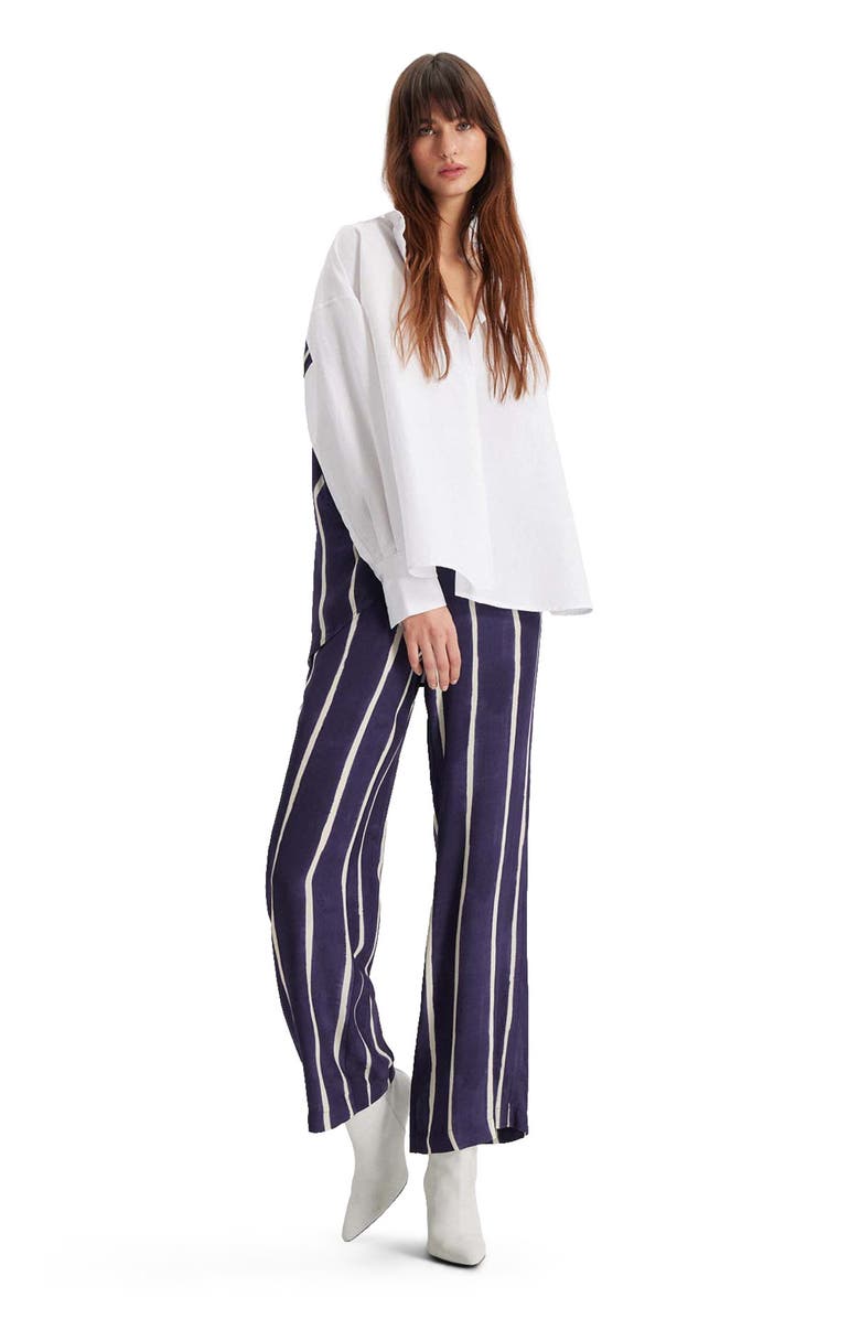 THEO The Label Echo Selena-Print Back Banker Shirt, Main, color, Future Dusk