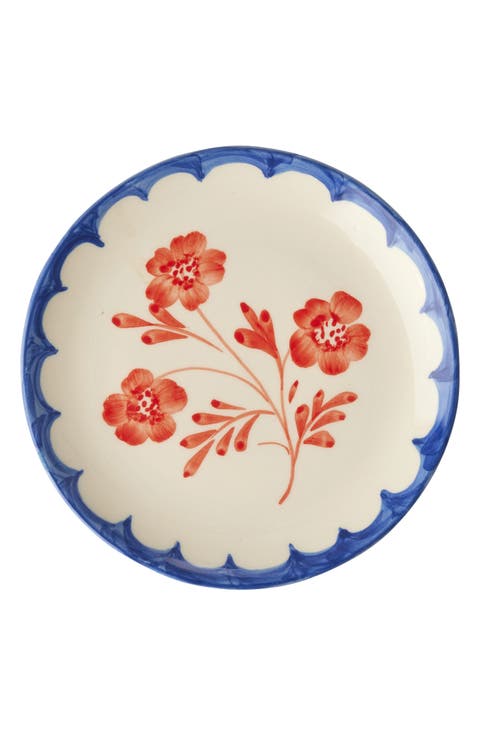 Set of 4 Hand-Painted Ceramic Cake Plates