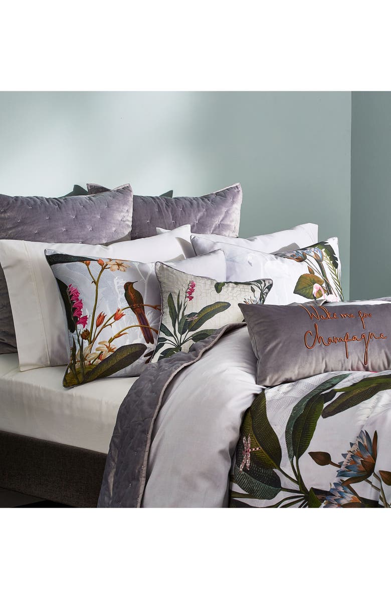 Ted Baker London Flamingo Print Embroidered Accent Pillow, Alternate, color,