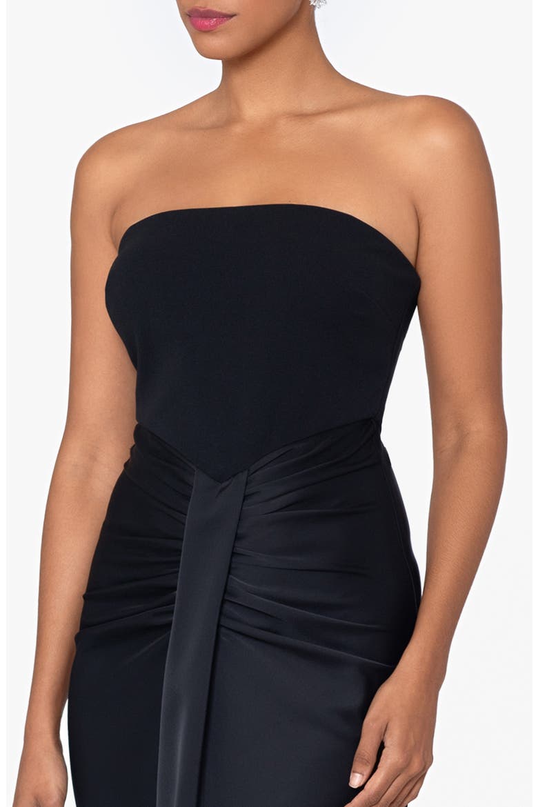 Strapless Satin Gown, Alternate, color, BLACK