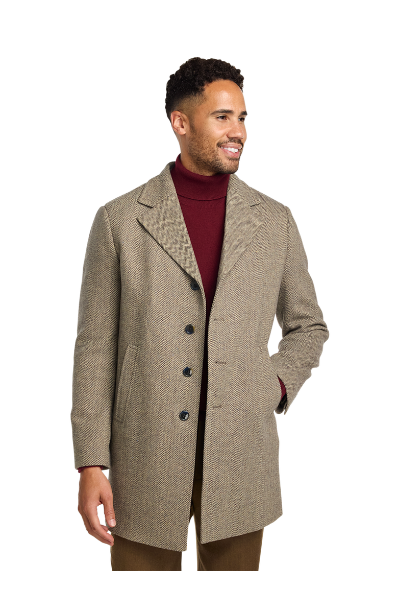 Paul Fredrick Herringbone Topcoat, Alternate, color, Tan