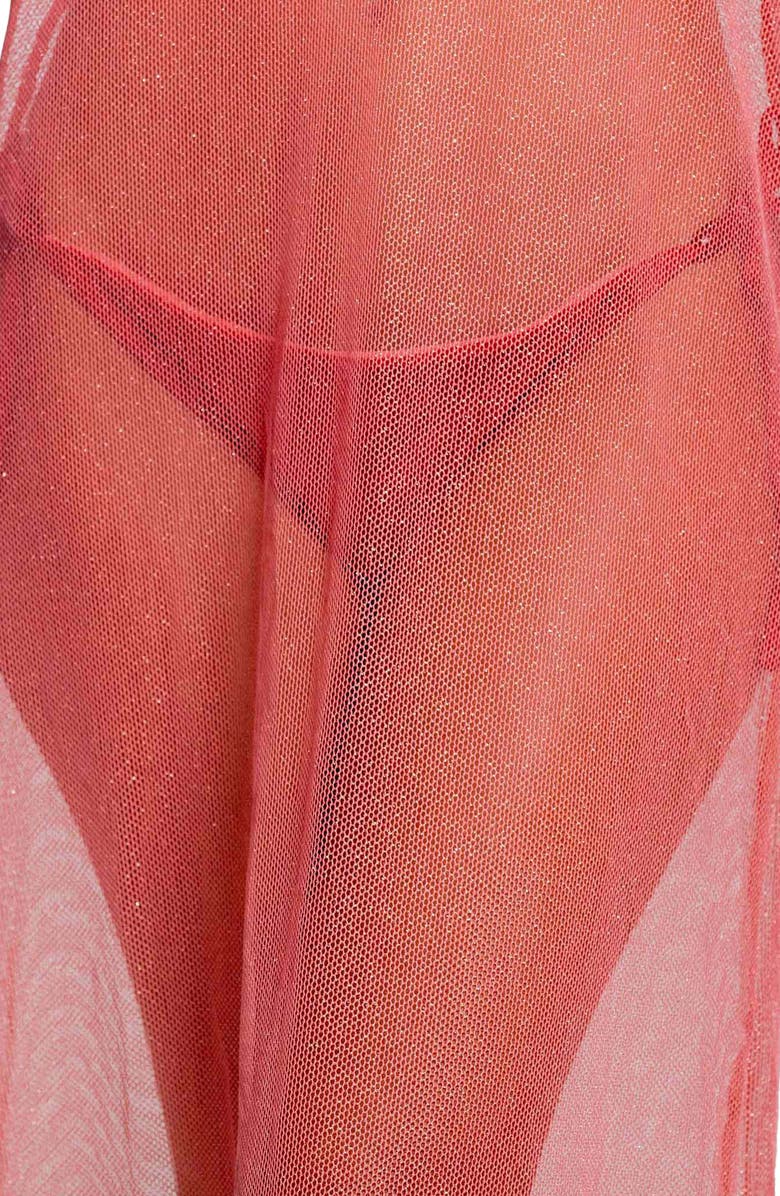 Cosita Linda Metallic Sheer Halter Cover-Up Maxi Dress, Alternate, color, 