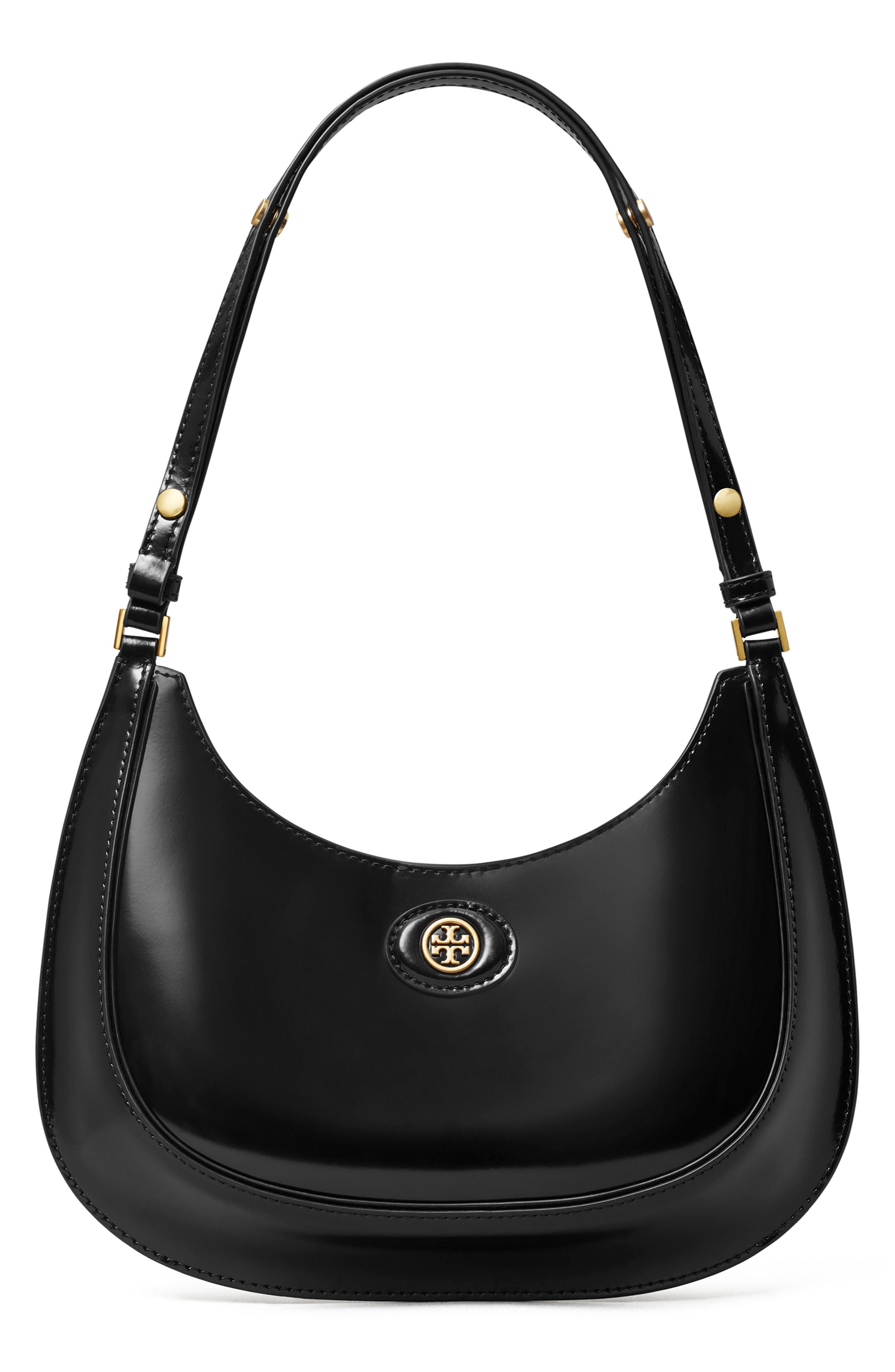 Tory Burch Robinson Spazzolato Crescent Leather Shoulder Bag, Main, color, 