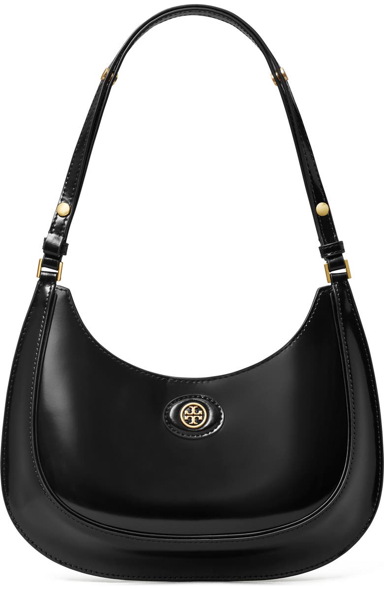 Tory Burch Robinson Spazzolato Crescent Leather Shoulder Bag, Main, color,