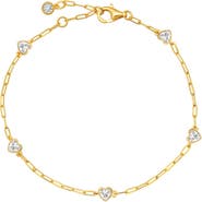 Crislu Valentine Cubic Zirconia Heart Station Bracelet