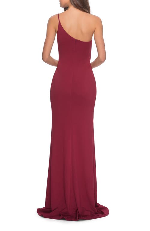 La Femme One Shoulder Long Jersey Homecoming Dress In Red