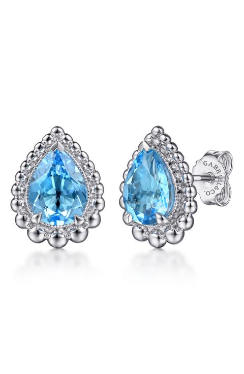 Blue Topaz Stud Earrings