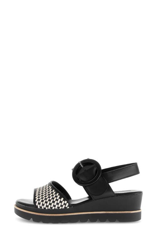 Gabor Strappy Slingback Wedge Sandal In Black