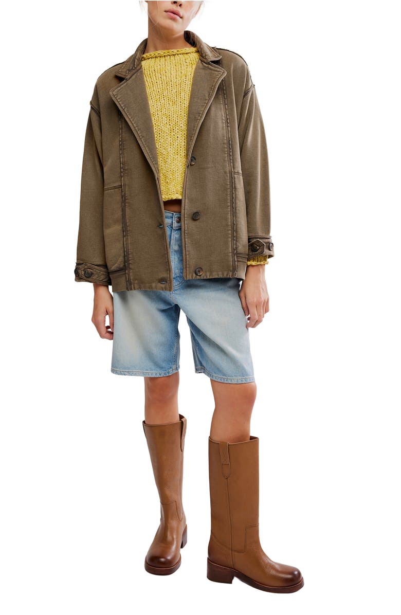 Free People Home Office Cotton Cardigan, Alternate, color, Officer Brown