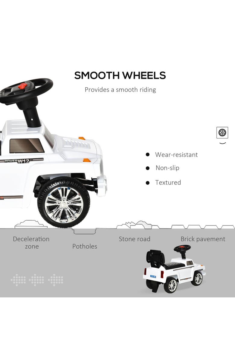 Aosom Kids SUV Push Car with Horn, Music, Lights, Storage​, Alternate, color, White