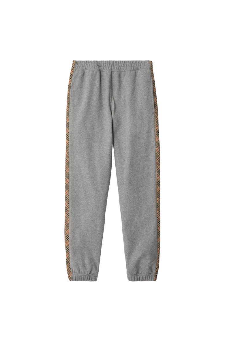 Burberry Check Trim Cotton Jogging Pants, Alternate, color, Pale Grey Melange
