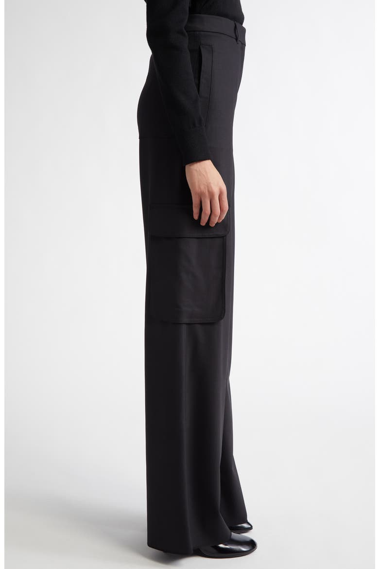 Ghiera Stretch Virgin Wool Cargo Pants, Alternate, color, BLACK