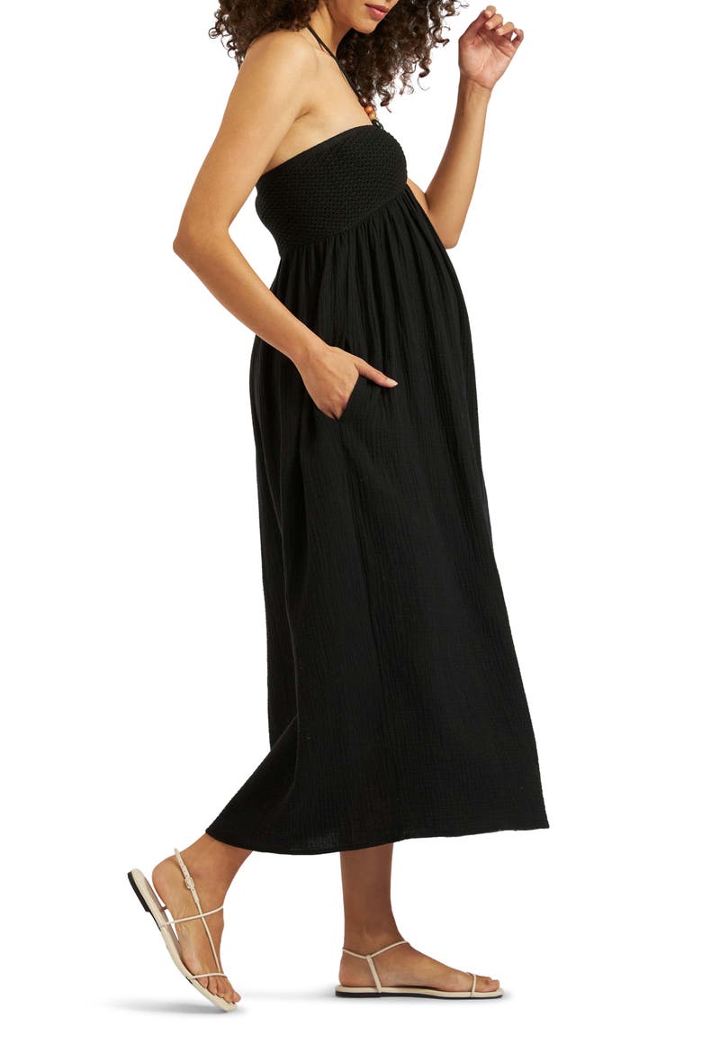 Evie Halter Maternity Maxi Dress, Alternate, color, BLACK