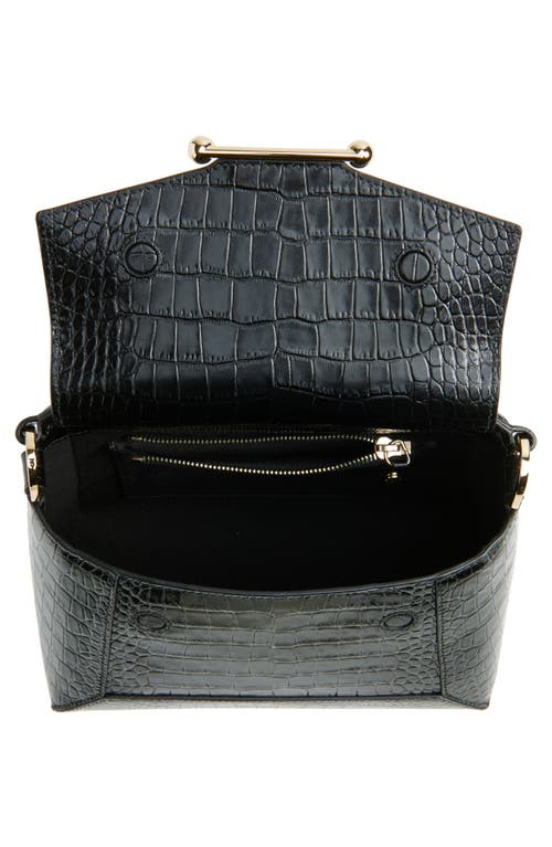 Strathberry Nano Mosaic Croc Embossed Leather Top Handle Bag