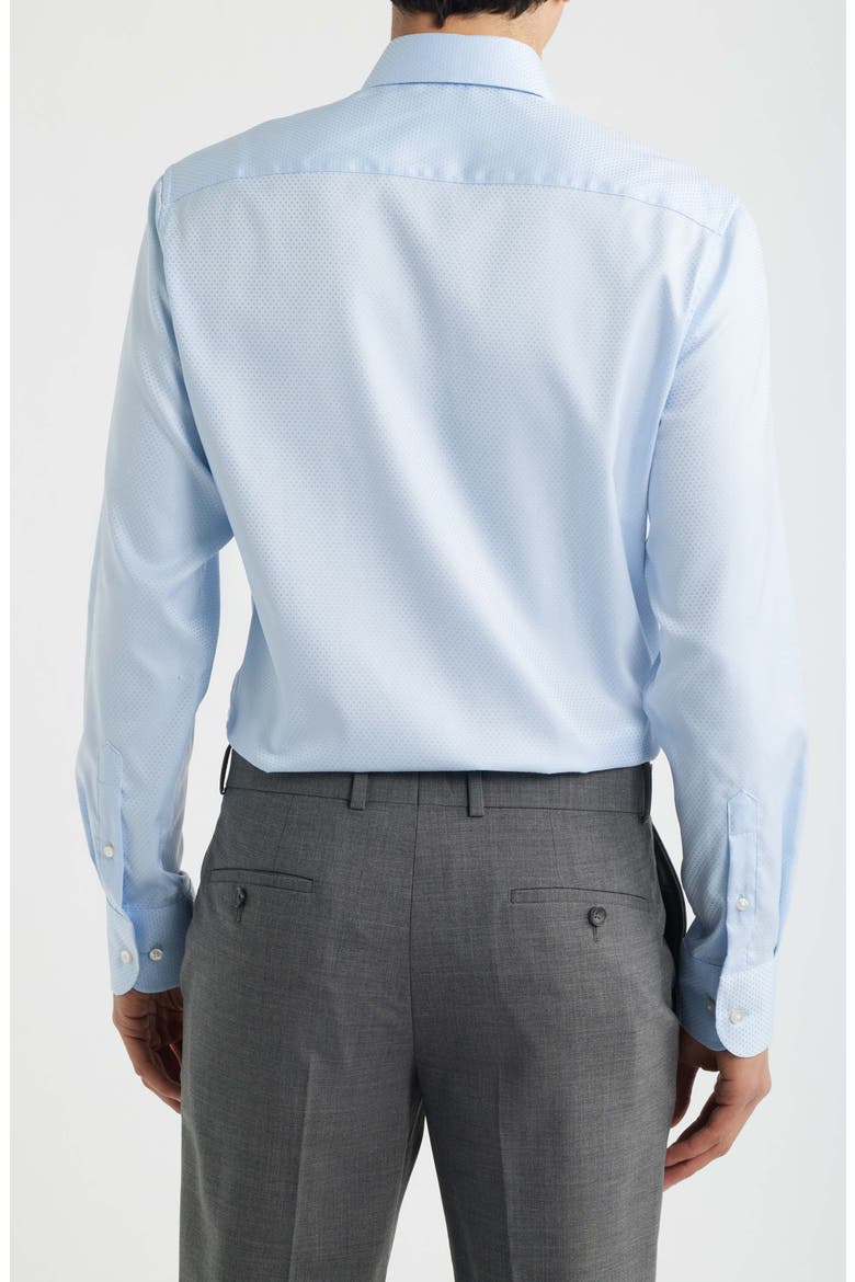 Slim Fit Dot Pattern Non-Iron Cotton Dobby Dress Shirt, Alternate, color, LIGHT BLUE