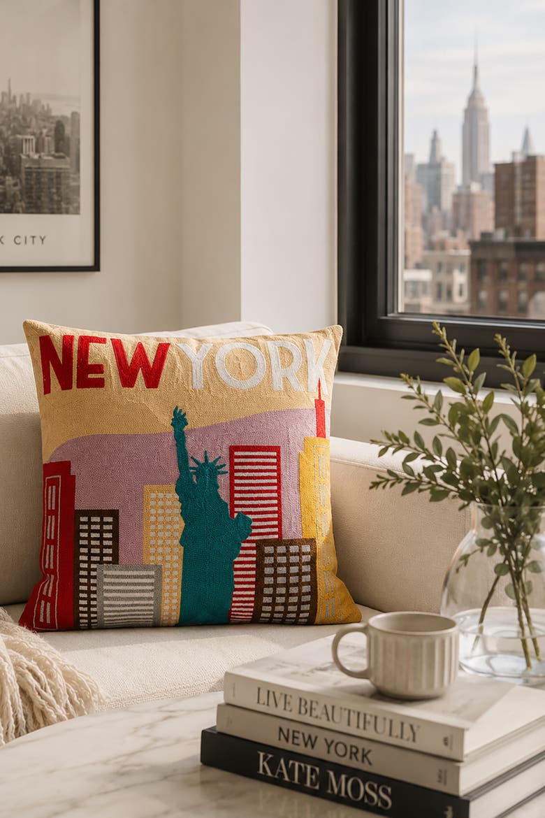 New York - Needlepoint Travel Inspired Pillow, Alternate, color, New York