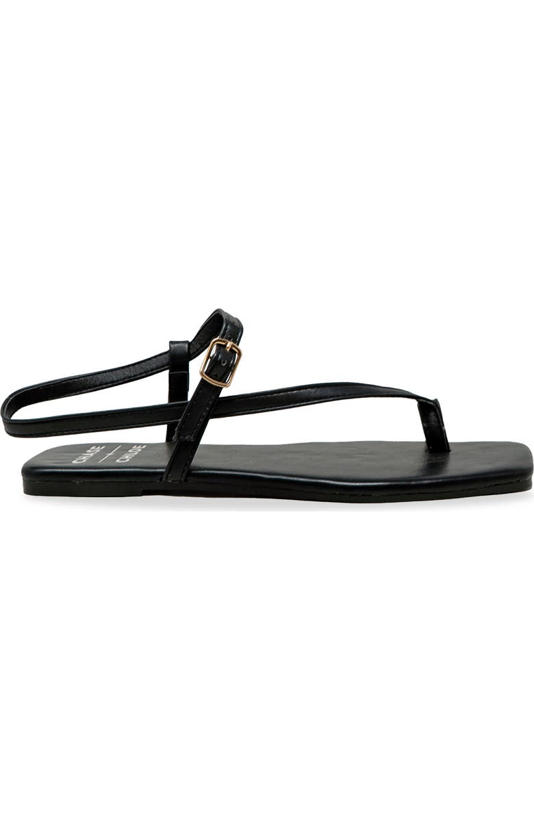 CHASE AND CHLOE Toe Loop Sandal, Alternate, color, Black Pu