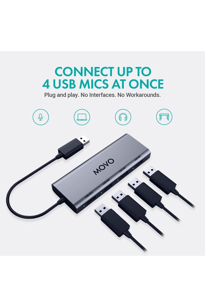 UMX-1 USB Microphone Hub - Connects 4 USB Microphones to Computers, Alternate, color, Black