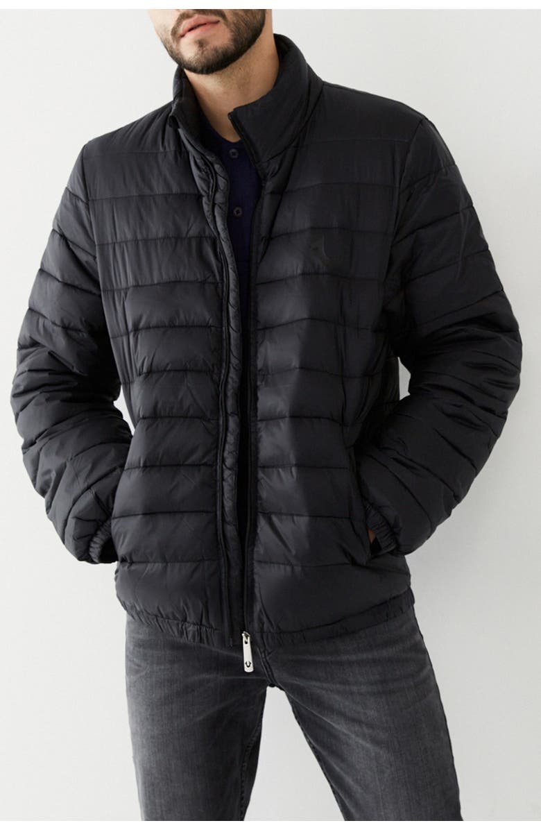 True Religion Brand Jeans Slim Zip Front Puffer Jacket, Main, color,