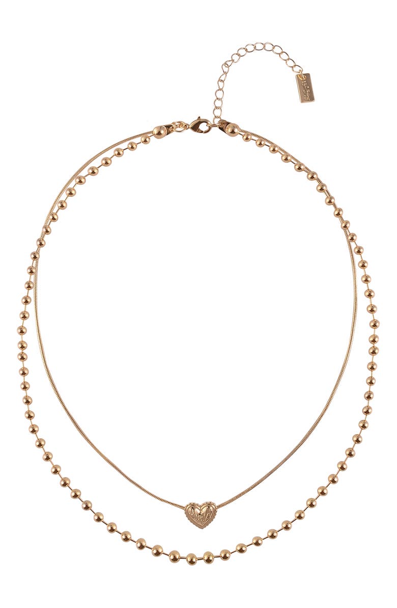 RACHEL Rachel Roy Double Chain Heart Pendant Necklace, Main, color, Gold