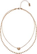 RACHEL Rachel Roy Double Chain Heart Pendant Necklace