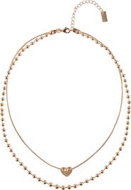 RACHEL Rachel Roy Double Chain Heart Pendant Necklace