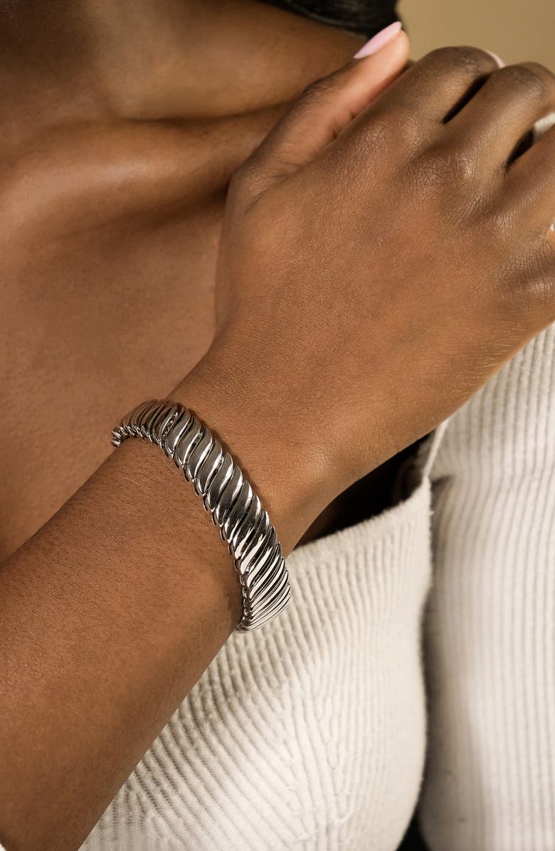 Sterling Forever Bethany Ripple Watchband Bracelet, Alternate, color, Silver