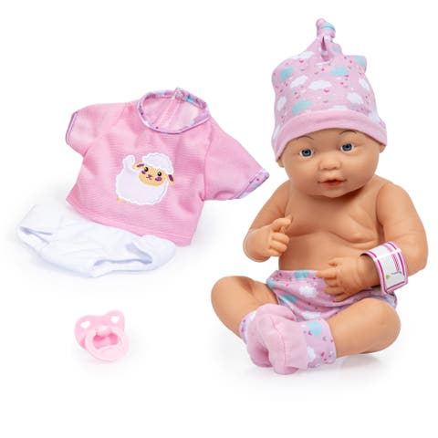 New Born Baby, Pink, Sheep with Outfit & Accessories, 15 Inch (38cm) Hard Body Doll