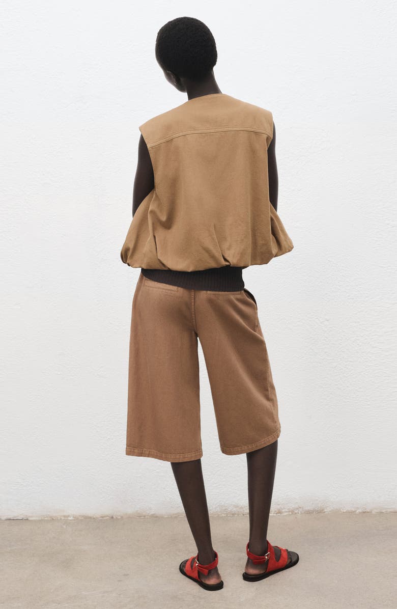 MANGO Belted Denim Longer Length Shorts, Alternate, color, Brown