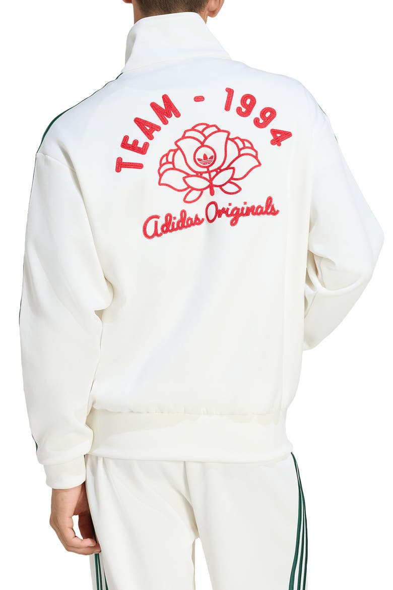 Firebird Roses Track Jacket, Alternate, color, OFF WHITE/ COLLEGIATE GREEN