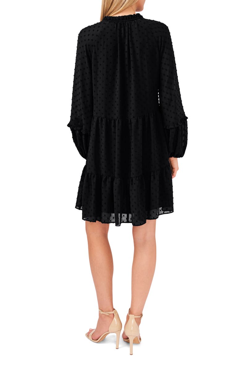 CeCe Clip Dot Ruffle Long Sleeve Shift Dress, Alternate, color,
