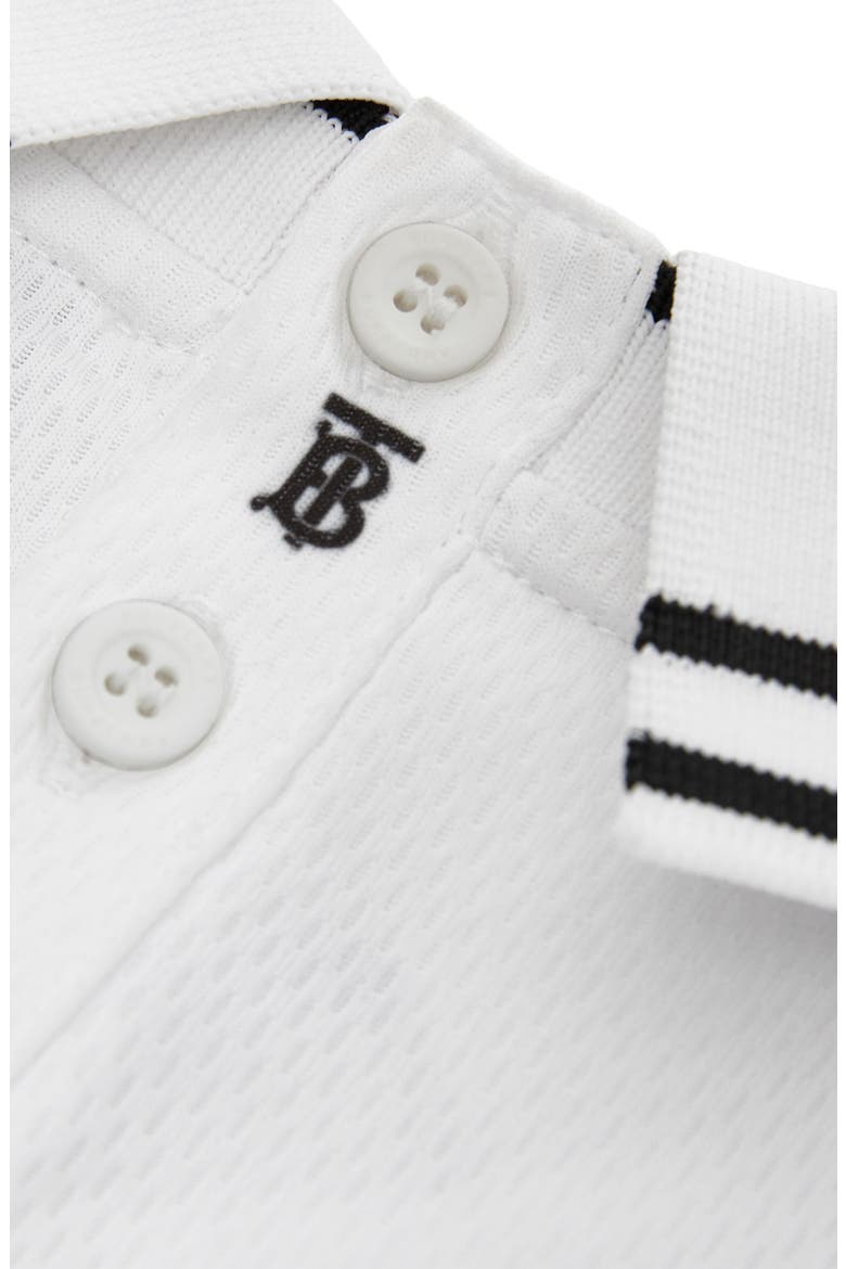 Mini Dafydd TB Star Print Mesh Polo, Alternate, color, WHITE/ BLACK PATTERN
