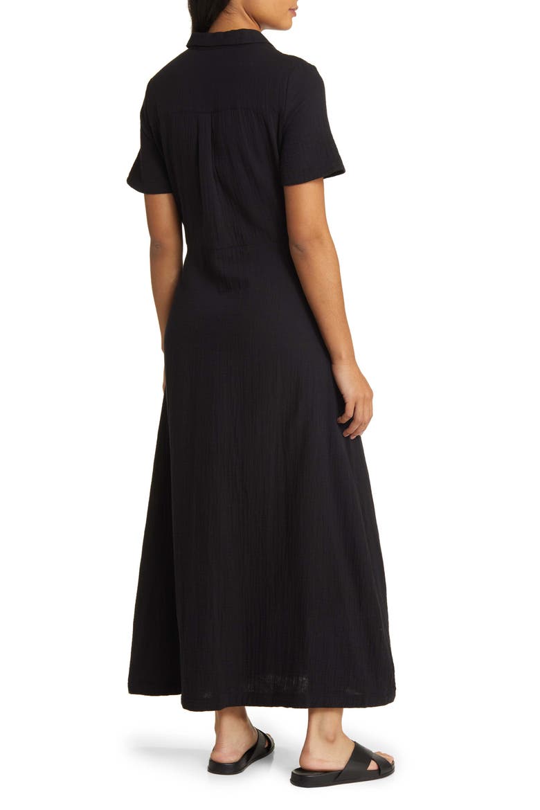Vacation Tie Front Gauze Shirtdress, Alternate, color, BLACK