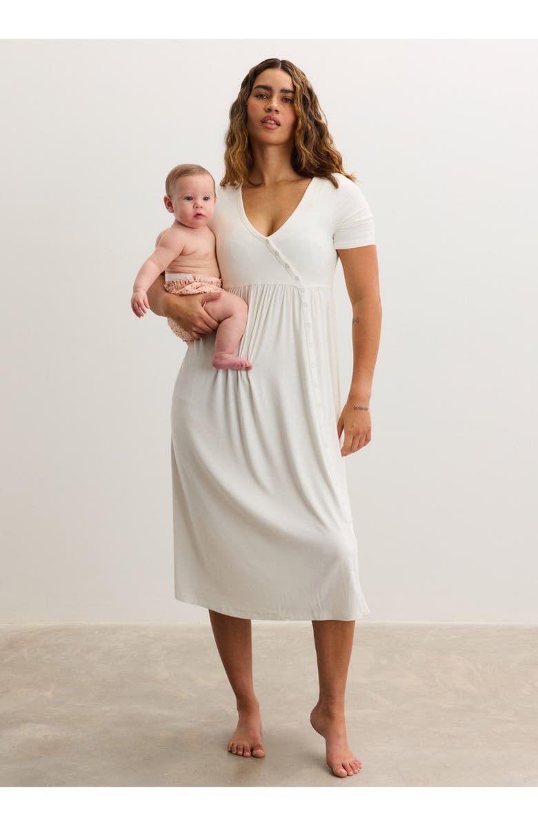 HATCH Collection The Softest Rib Side Seam Nursing Maxi Dress, Main, color, White