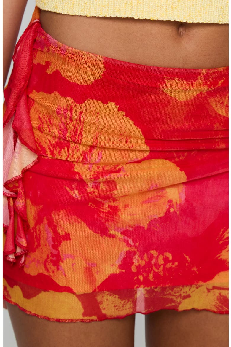 Liloha Floral Mesh Miniskirt, Alternate, color, ORANGE MULTI
