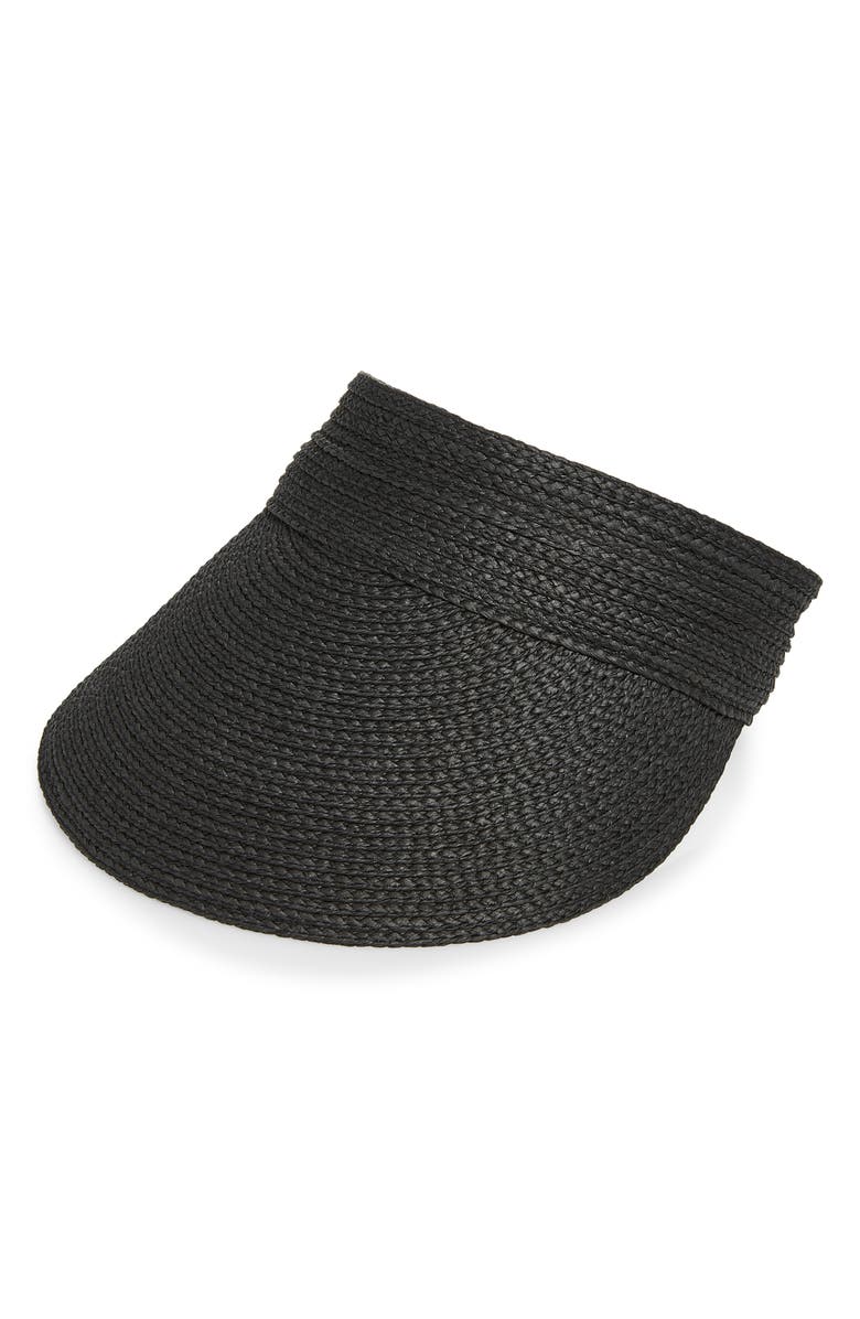 Nordstrom Adjustable Woven Straw Visor, Main, color, Black