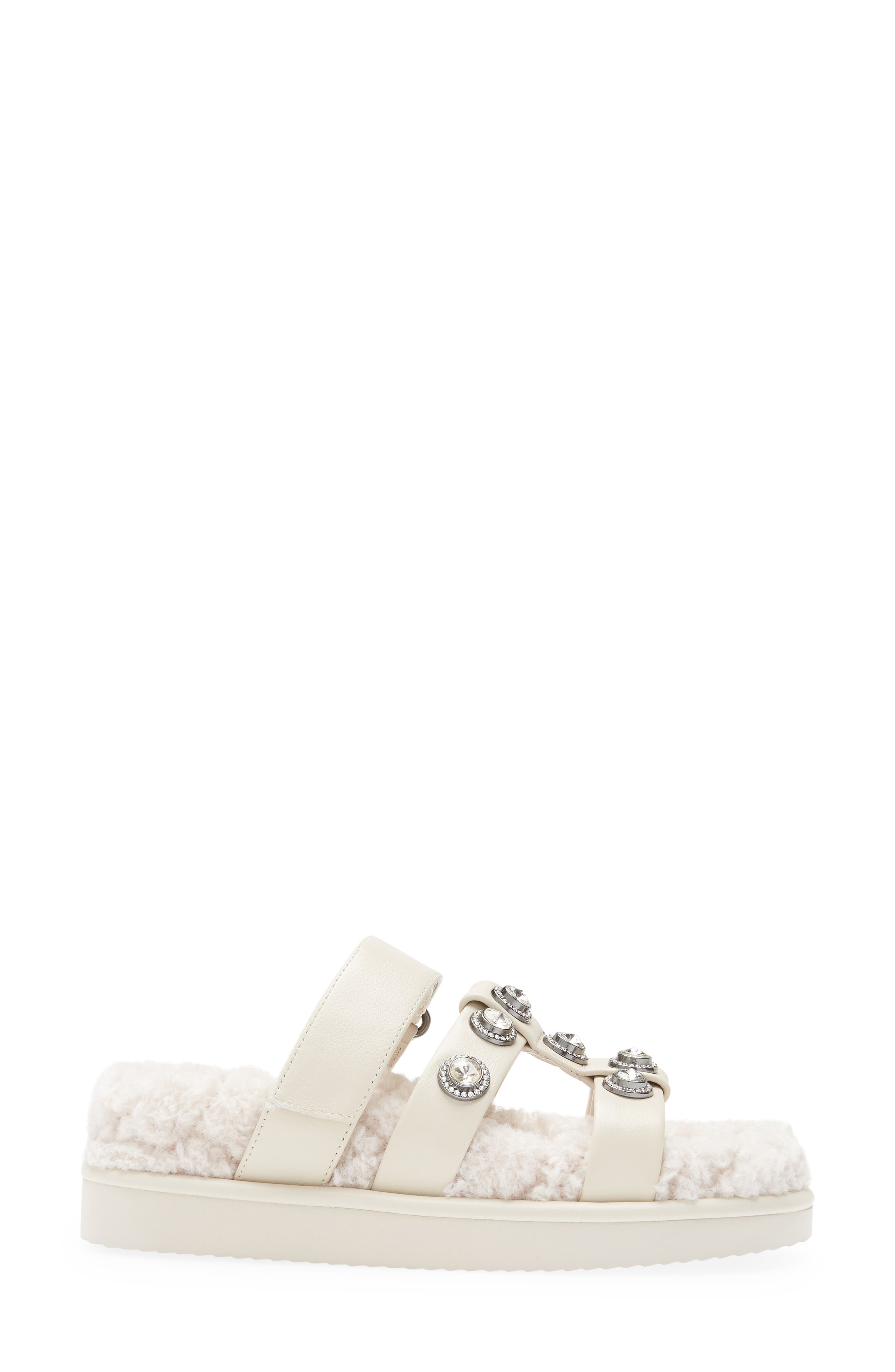 Kurt Geiger London Orson Faux Fur Crystal Slide Sandal, Alternate, color, 