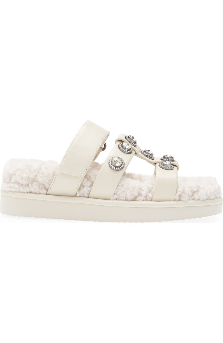 Kurt Geiger London Orson Faux Fur Crystal Slide Sandal, Alternate, color,