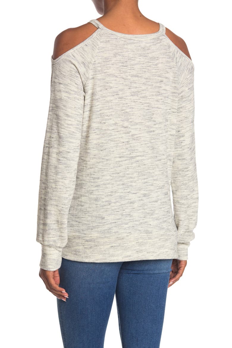Cold Shoulder Knit Sweatshirt, Alternate, color, SLATE
