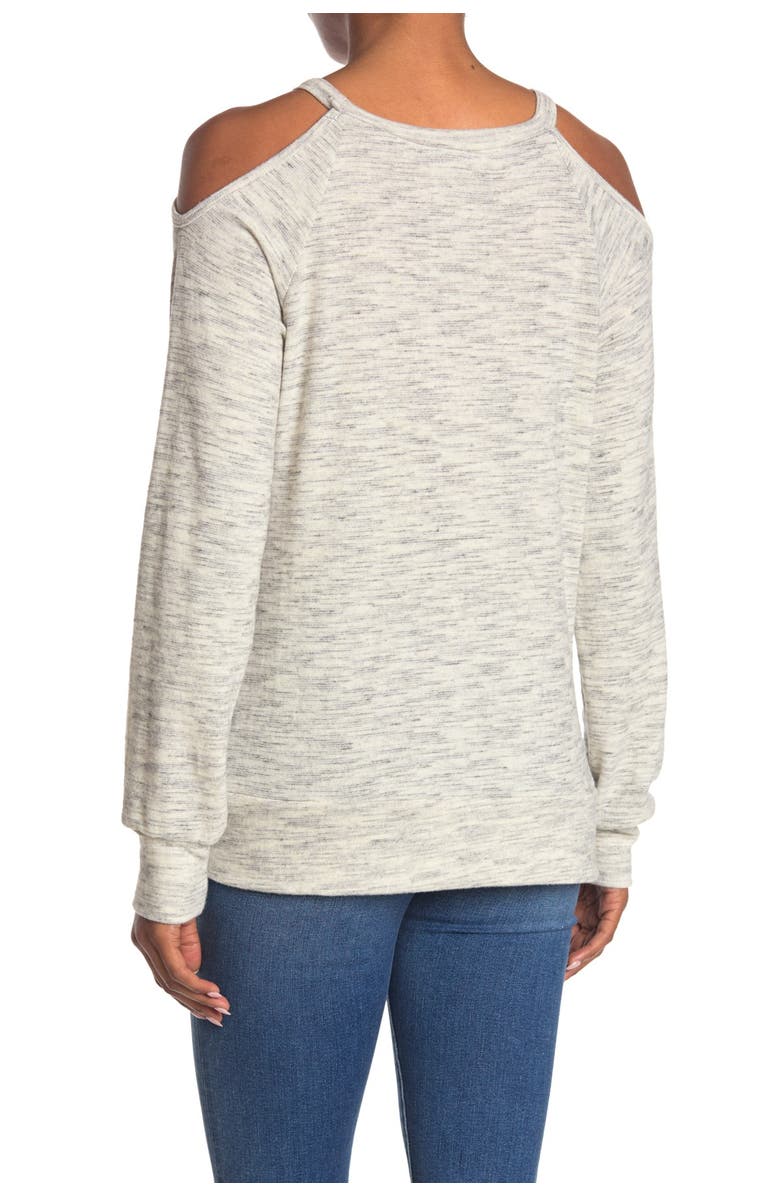 GO COUTURE Cold Shoulder Knit Sweatshirt, Alternate, color, Slate
